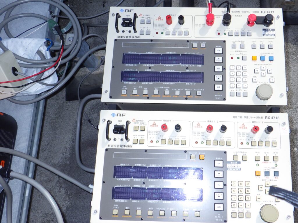 保護継電器特性試験(特殊継電器)を実施しました 旭電気管理事務所
